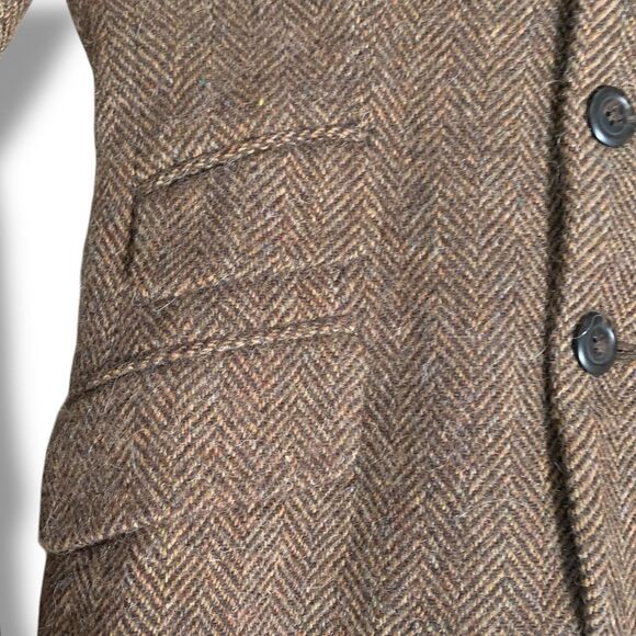 Vintage Ralph Lauren Rugby Blazer Structured Hourglass Herringbone Tweed Brown - Picture 10 of 13